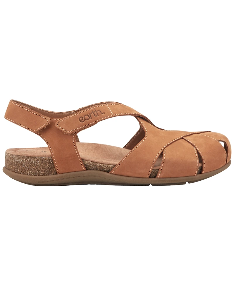 Earth Women's Brentia Leather Criss-Cross Flat Sandals