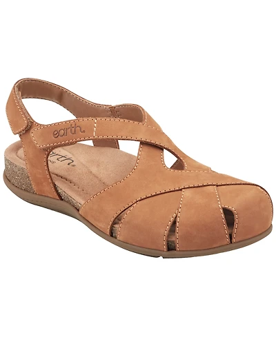 Earth Women's Brentia Leather Criss-Cross Flat Sandals
