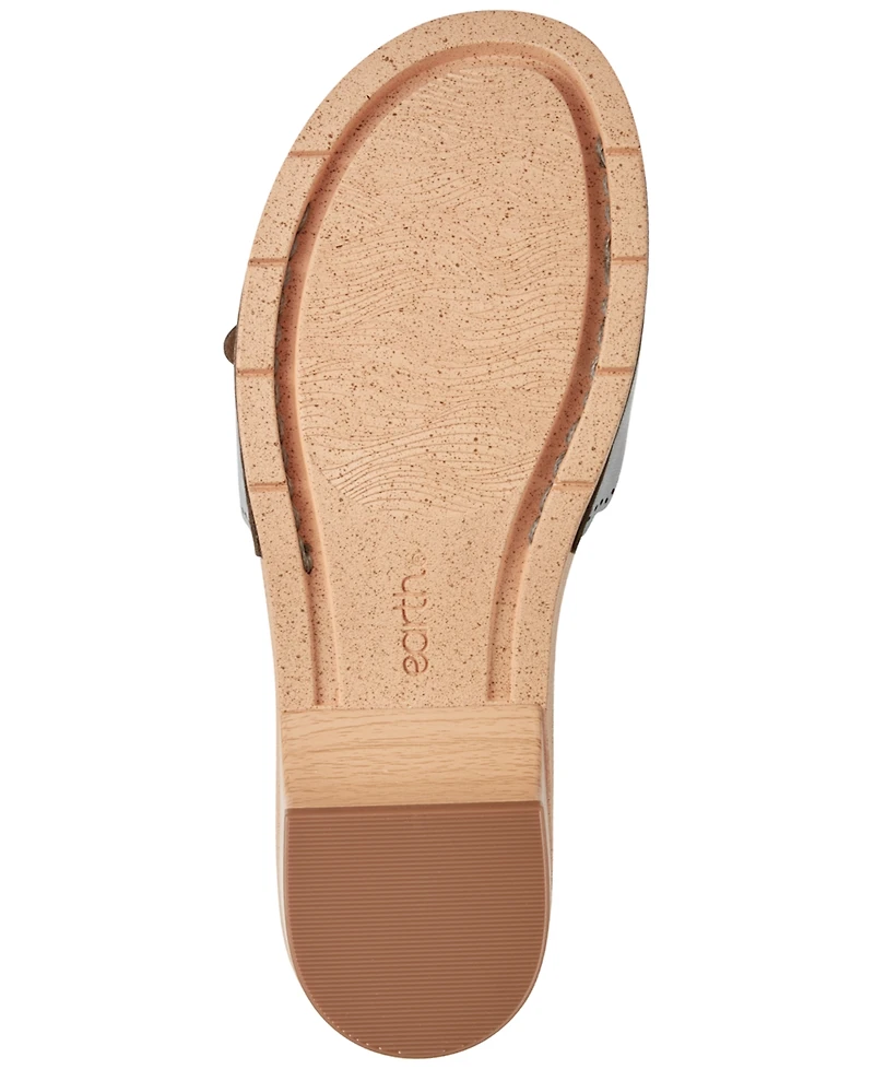 Earth Women's Haisly Leather Buckle Band Block Heel Sandals