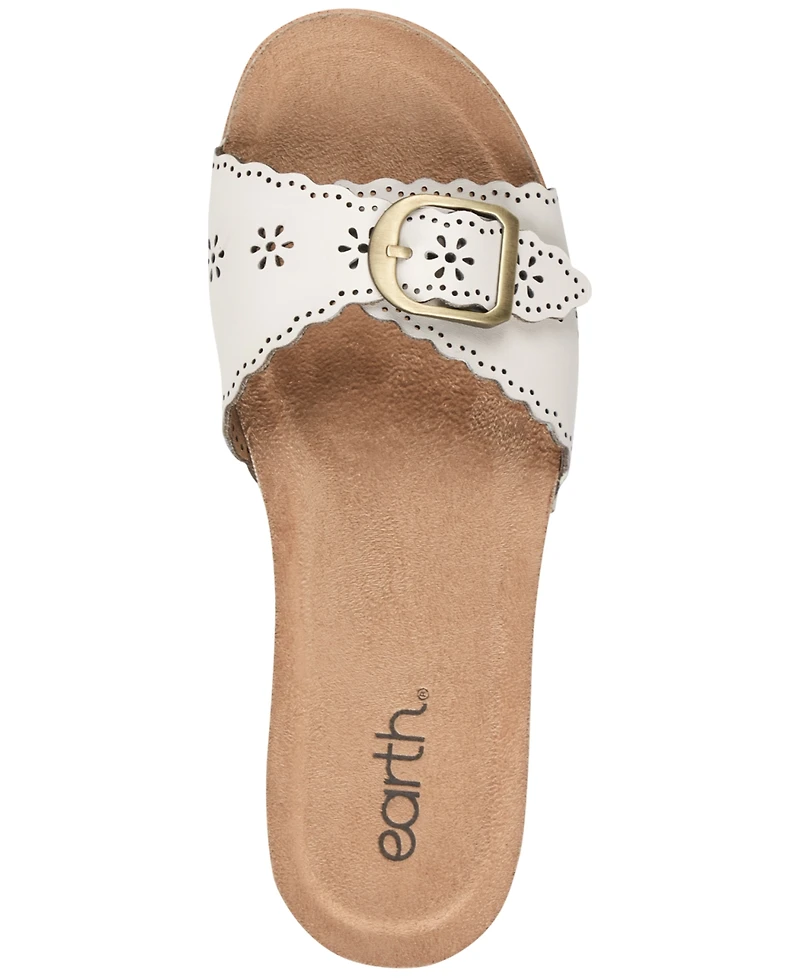 Earth Women's Haisly Leather Buckle Band Block Heel Sandals