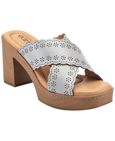 Earth Women's Qamra Leather Criss-Cross Platform Block Heel Sandals