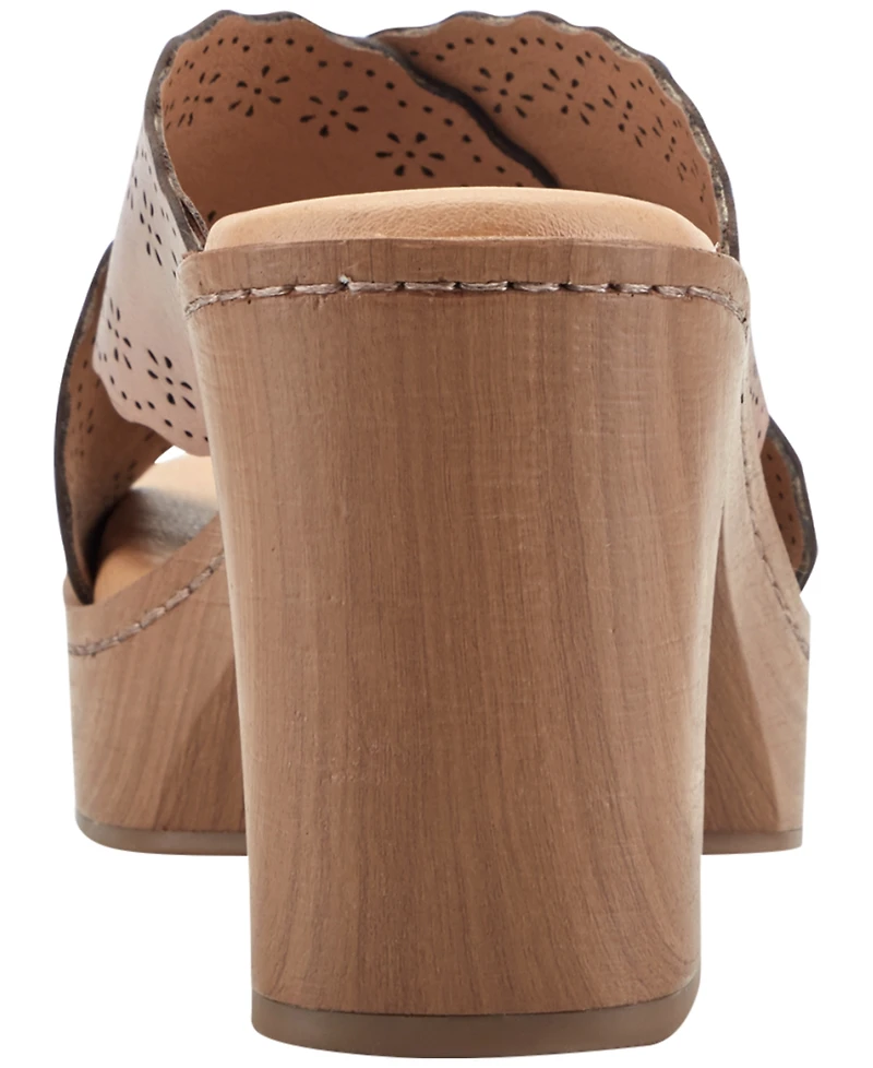 Earth Women's Qamra Leather Criss-Cross Platform Block Heel Sandals