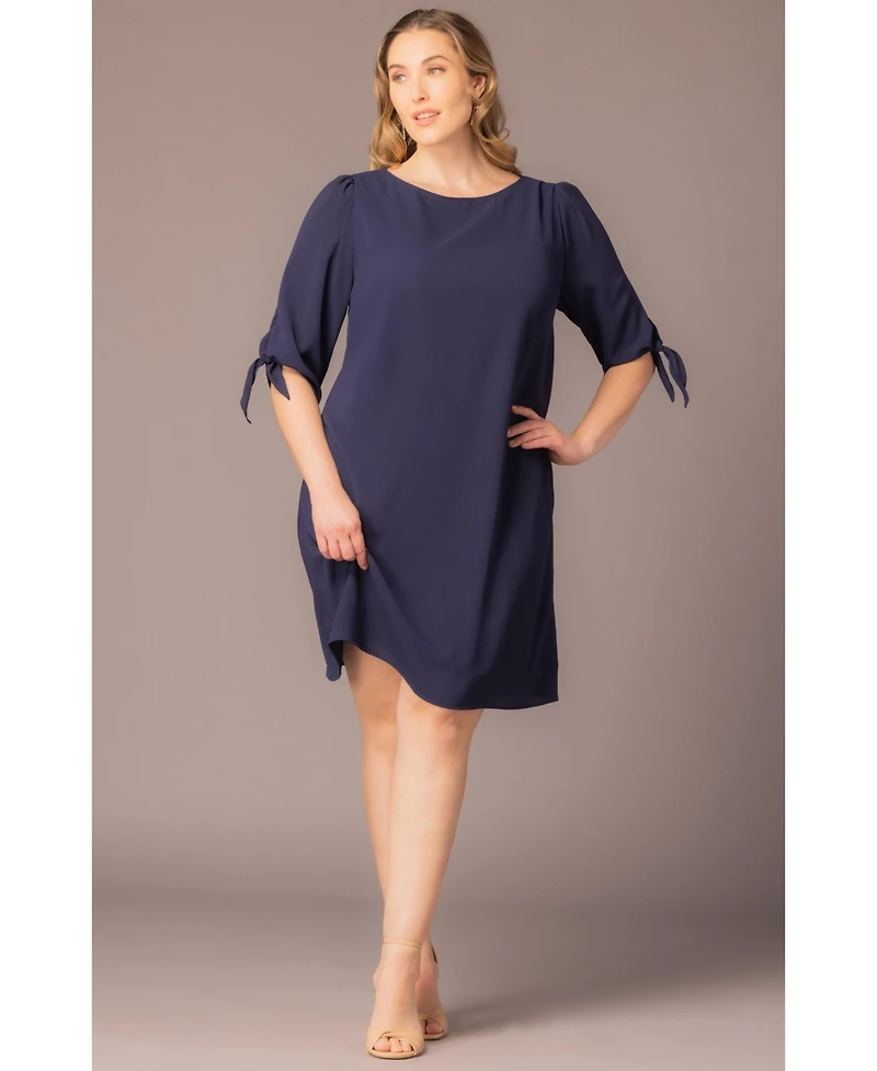 Kiyonna Plus Manhattan Shift Dress with Tie Sleeves