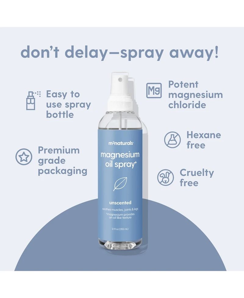 M3 Naturals Unscented Magnesium Oil Spray, 12fl oz