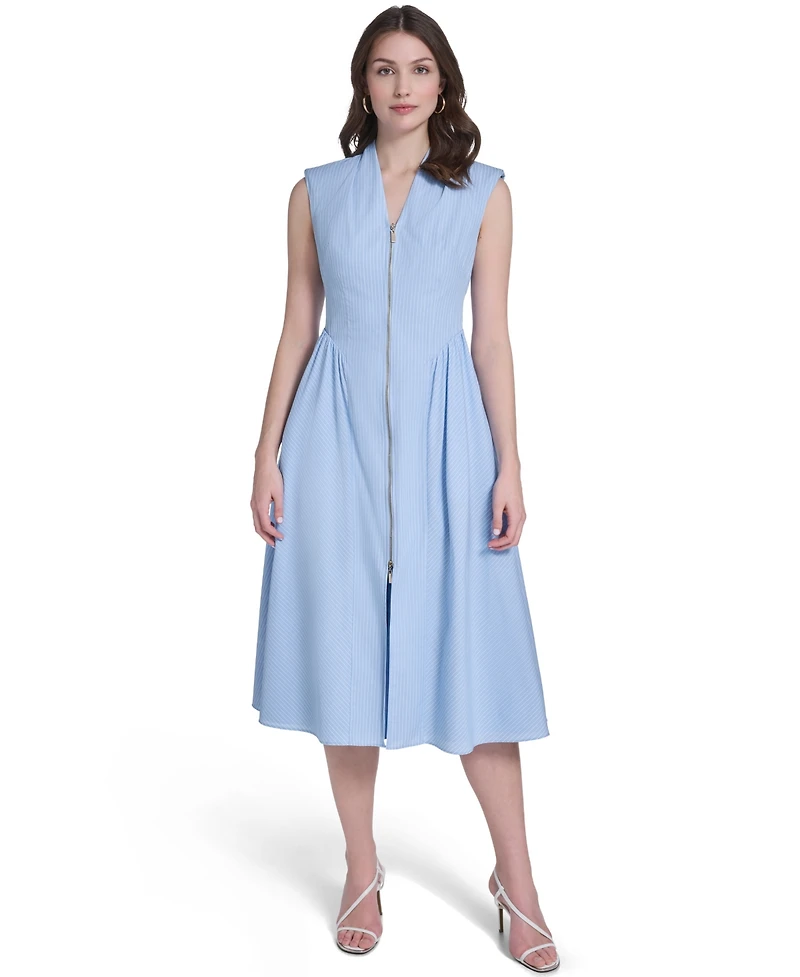 Vince Camuto Women's Striped V-Neck Midi Dress