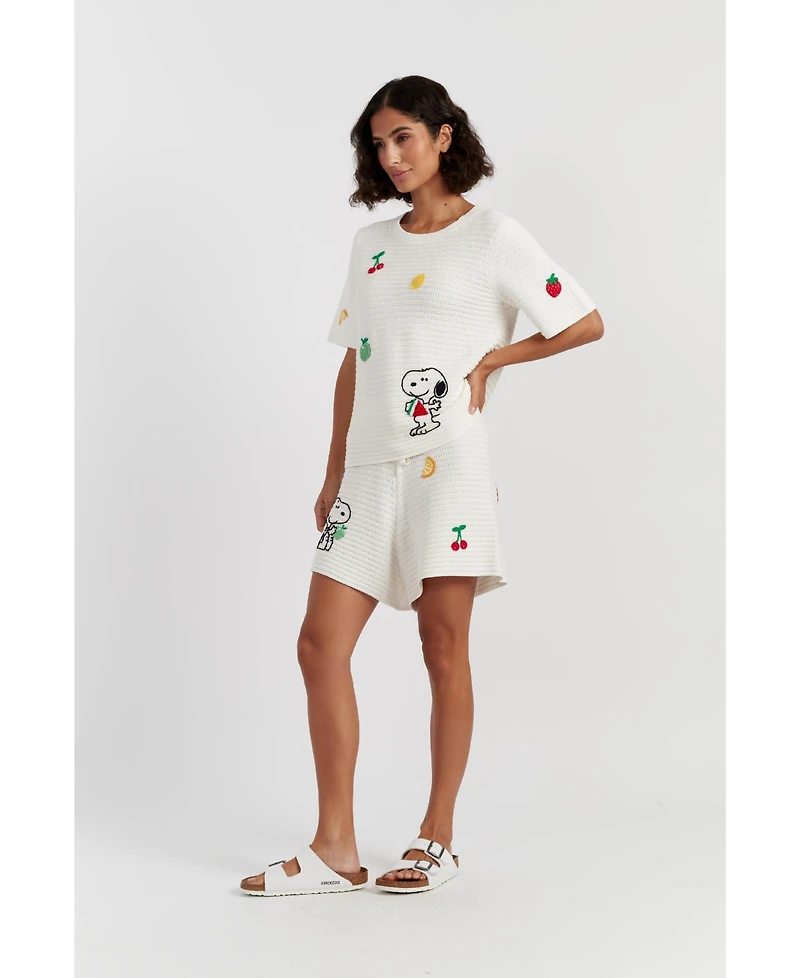 Chinti & Parker Women's Cotton Snoopy Crochet Tee