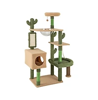 Aostirmotor 59" Cactus Cat Tower, Multi-Level Activity Center with Scratching Posts & Toy, Indoor Kitty Furniture