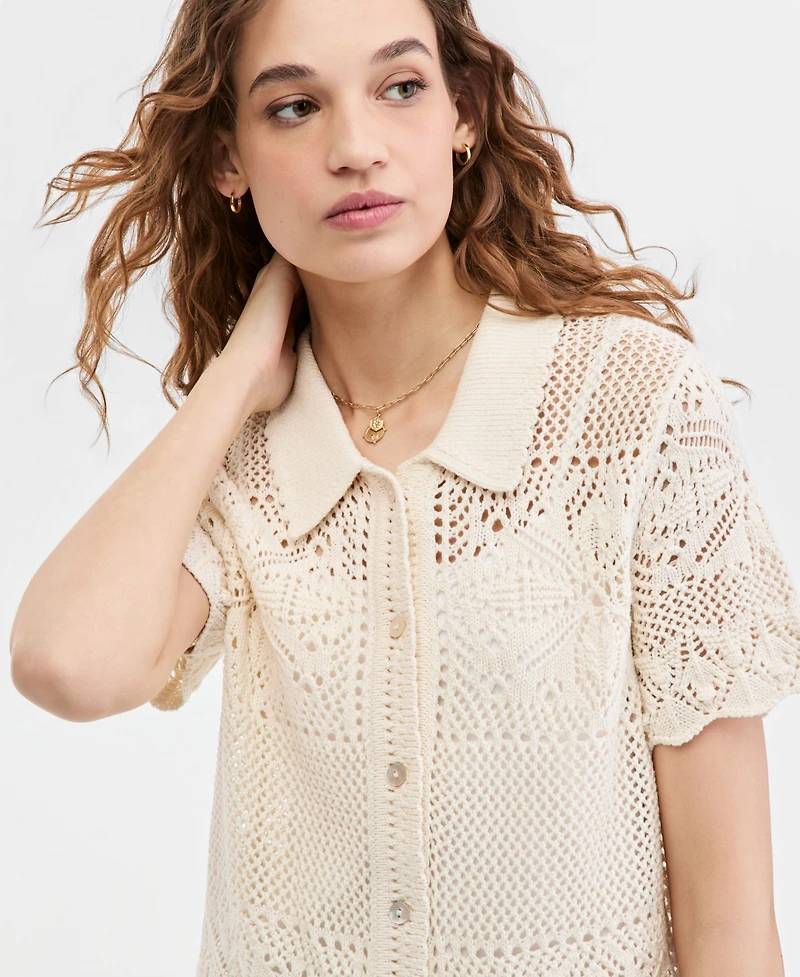 Levi's Women's Susanna Floral Crochet Collared Cotton Shirt