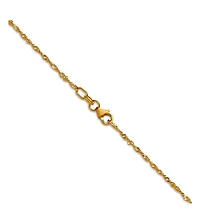 Curata Jewelry Solid 18k Yellow Gold Italian Diamond-Cut Singapore Chain Necklace