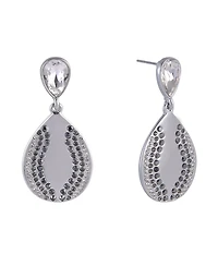 Laundry by Shelli Segal Silver Tone Teardrop Earrings with Crystal Stone Accents