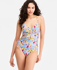 Dkny Women's Crossover Ruched One-Piece Swimsuit