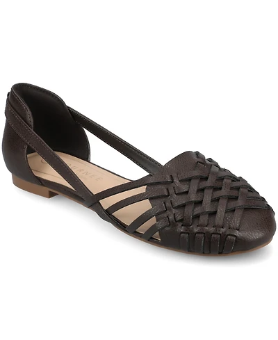 Journee Collection Women's Ekko Woven Round Toe Flats