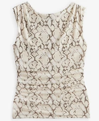 I.n.c. International Concepts Women's Printed High-Neck Ruched Mesh Tank, Macy's Exclusive