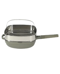 Crock Pot Northvale 5.3 Qt Ceramic Nonstick Saute Pan with Lid & Steamer Basket, Cast Aluminum, Induction Ready Base, Soft Touch Handle