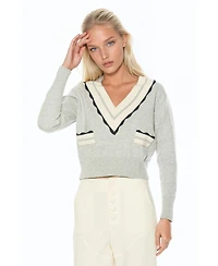 Alexia Admor Women's Arden Deep V Contrast Trim Cardigan