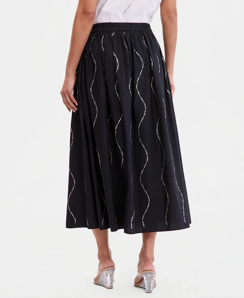 I.n.c. International Concepts Women's Rhinestone Wave Pull-On Midi Skirt, Macy's Exclusive