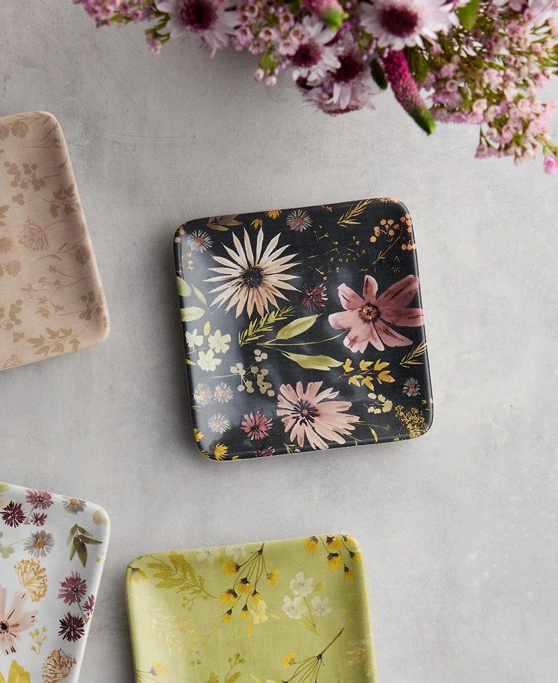 Certified International Wildflowers Canape Plates, Set of 4