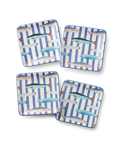 Certified International Something Fishy Canape Plates, Set of 4