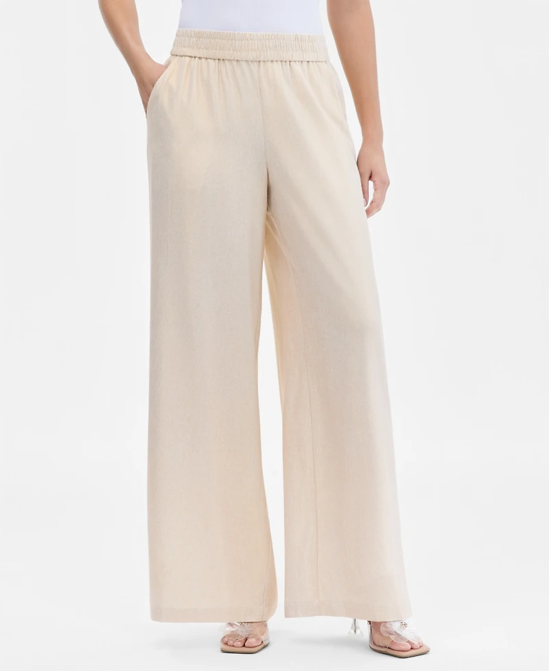 I.n.c. International Concepts Women's Metallic Linen-Blend Wide-Leg Pants, Macy's Exclusive
