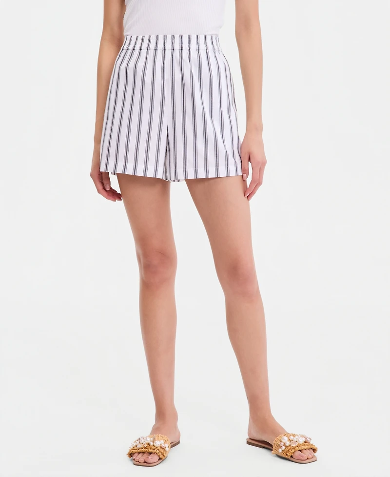 I.n.c. International Concepts Women's Striped Pull-On Cotton Shorts, Macy's Exclusive