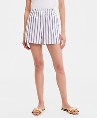 I.n.c. International Concepts Women's Striped Pull-On Cotton Shorts, Macy's Exclusive
