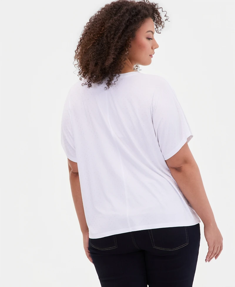 I.n.c. International Concepts Plus Embellished Scoop-Neck T-Shirt, Macy's Exclusive