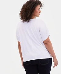 I.n.c. International Concepts Plus Embellished Scoop-Neck T-Shirt, Macy's Exclusive