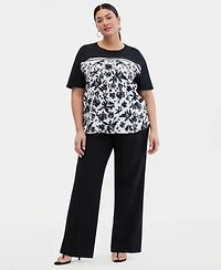 I.n.c. International Concepts Plus Mixed-Media T-Shirt, Macy's Exclusive
