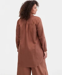 I.n.c. International Concepts Plus Linen-Blend Tunic, Exclusively at Macy's