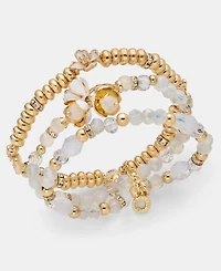 Anne Klein 3-Pc. Set Flower Charm Beaded Stretch Bracelets