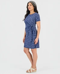 Style & Co Petite Printed Side-Tie Short-Sleeve Dress, Macy's Exclusive