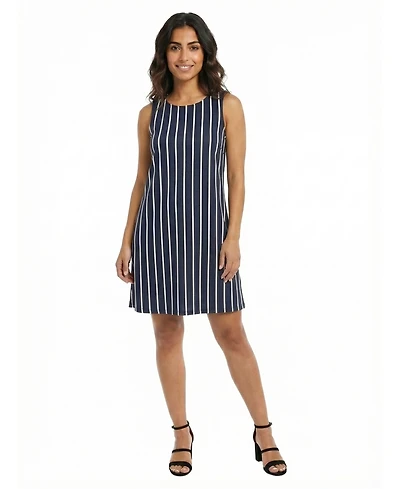 24seven Comfort Apparel Petite Striped Sleeveless A Line Dress