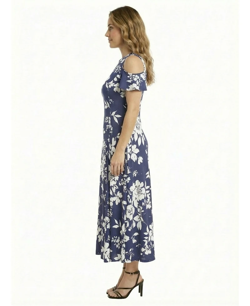 24seven Comfort Apparel Petite Floral A Line Maxi Dress