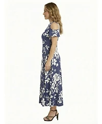 24seven Comfort Apparel Petite Floral A Line Maxi Dress