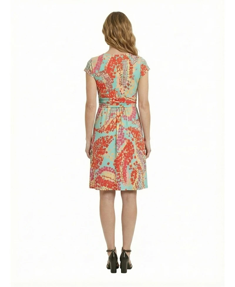 24seven Comfort Apparel Petite Mosaic A Line Pocket Dress