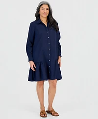 Style & Co Petite Ruffled-Hem Shirtdress, Macy's Exclusive
