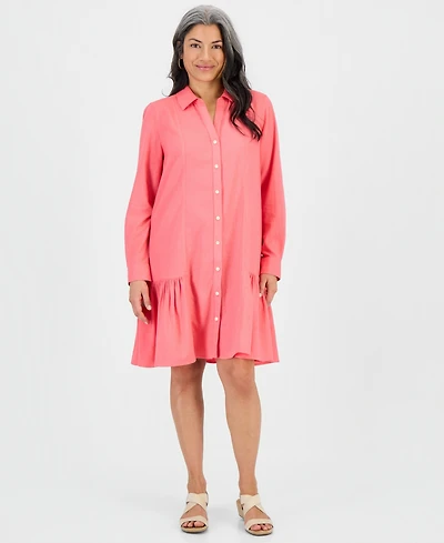 Style & Co Petite Ruffled-Hem Shirtdress, Macy's Exclusive