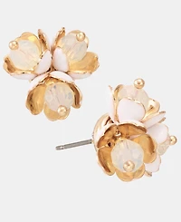 Anne Klein Textured Flower Stud Earrings