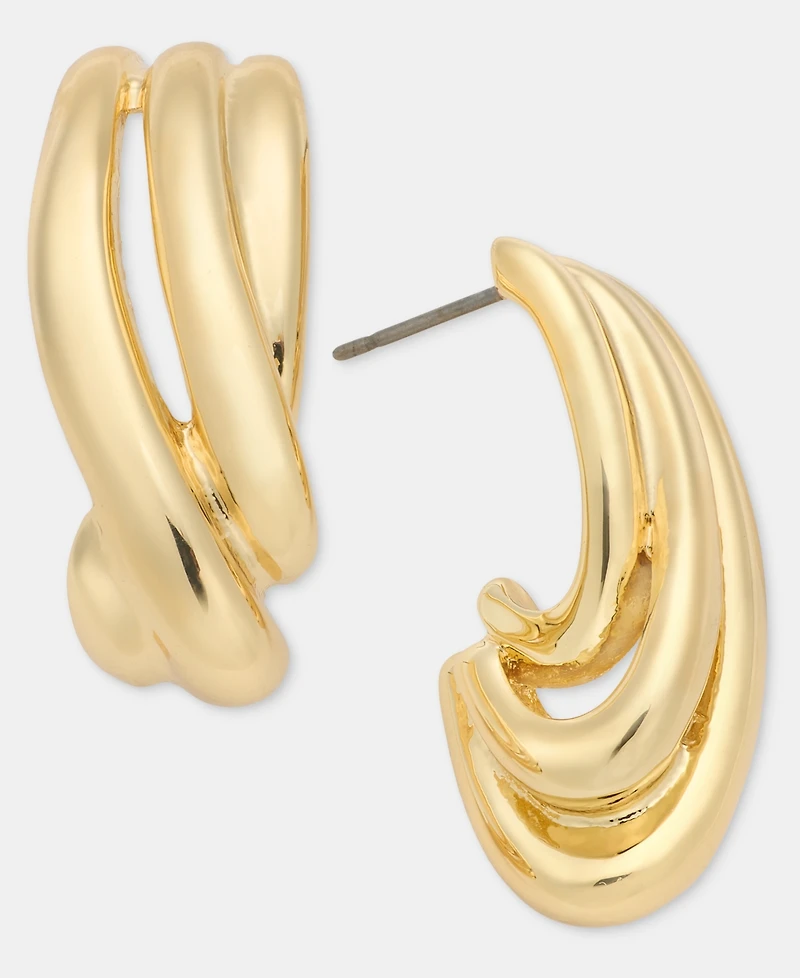 Anne Klein Medium Triple-Row Twisted C-Hoop Earrings, 1.23"