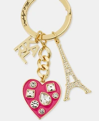 Karl Lagerfeld Paris Gold-Tone Pink Logo Heart Bag Charm Keychain