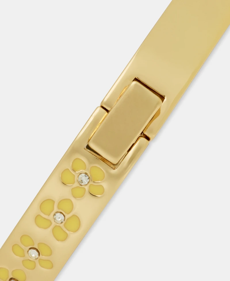 Karl Lagerfeld Paris Gold-Tone Yellow Flower Bangle Bracelet