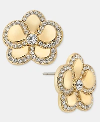 Karl Lagerfeld Paris Gold-Tone Pave Orchid Stud Earrings