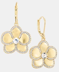 Karl Lagerfeld Paris Gold-Tone Pave Orchid Drop Earrings