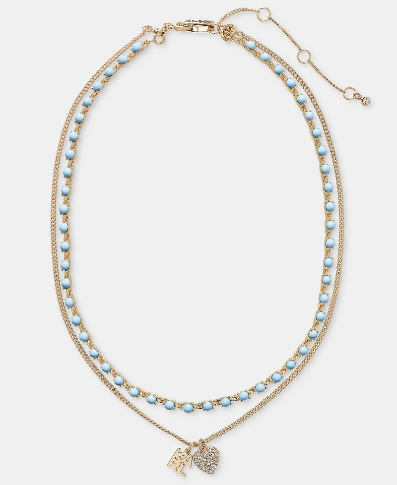 Karl Lagerfeld Paris Metal-Tone Two-Row White Pendant Necklace