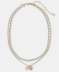 Karl Lagerfeld Paris Metal-Tone Two-Row White Pendant Necklace