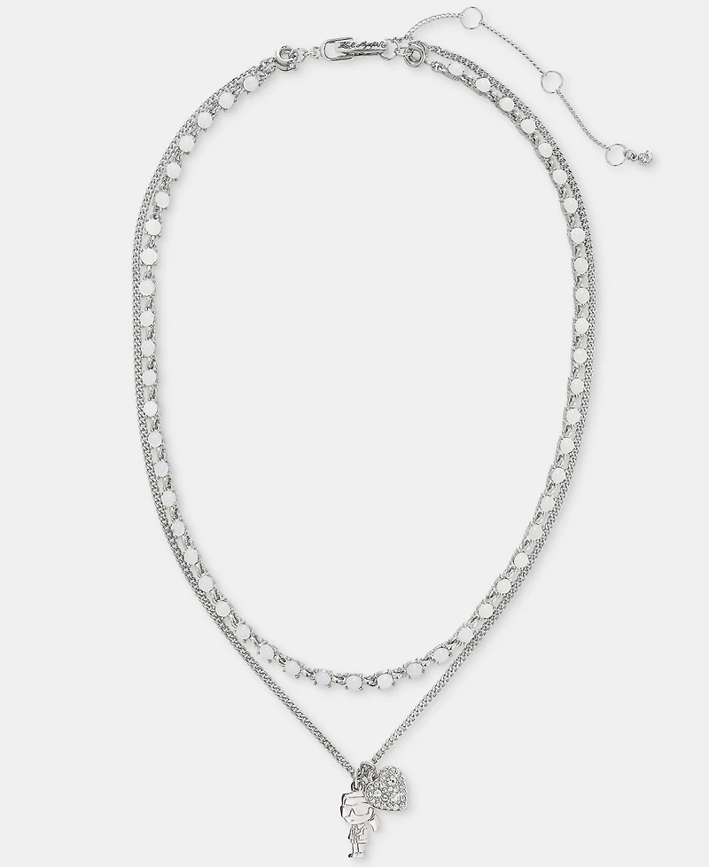 Karl Lagerfeld Paris Metal-Tone Two-Row White Pendant Necklace