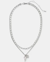 Karl Lagerfeld Paris Metal-Tone Two-Row White Pendant Necklace