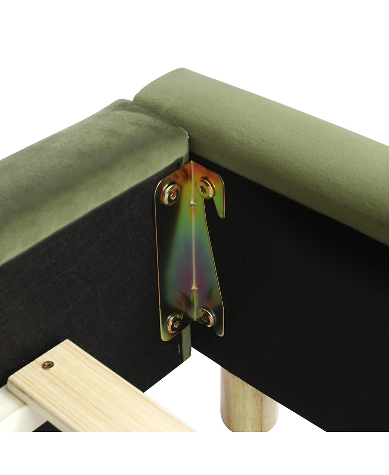 Streamdale Furniture Velvet Platform Bed with Curve Design Headboard