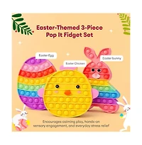 Sperric Easter Pop It & Plush Bunny Bundle, 3-Pack Bunny, Chicken & Egg Fidget Pops with 13-inch Plush Bunny with Bow, Perfect Easter Gift Toys