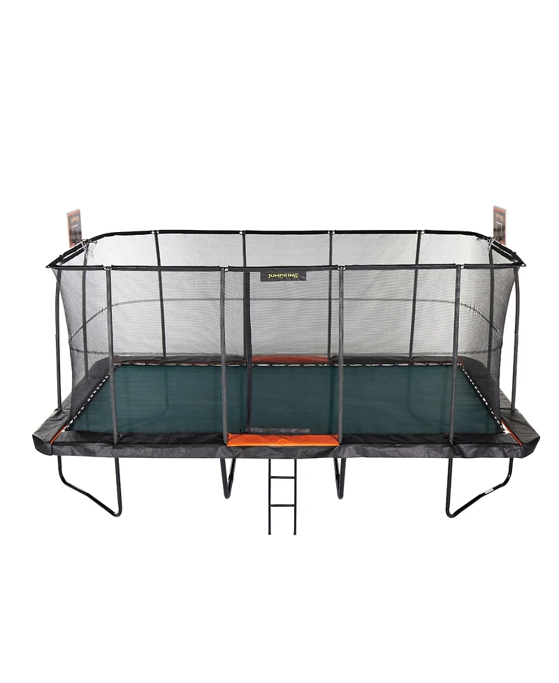JumpKing Pro-Series 10' x 18' Rectangle Trampoline with Ladder & 2 Basketball Hoops